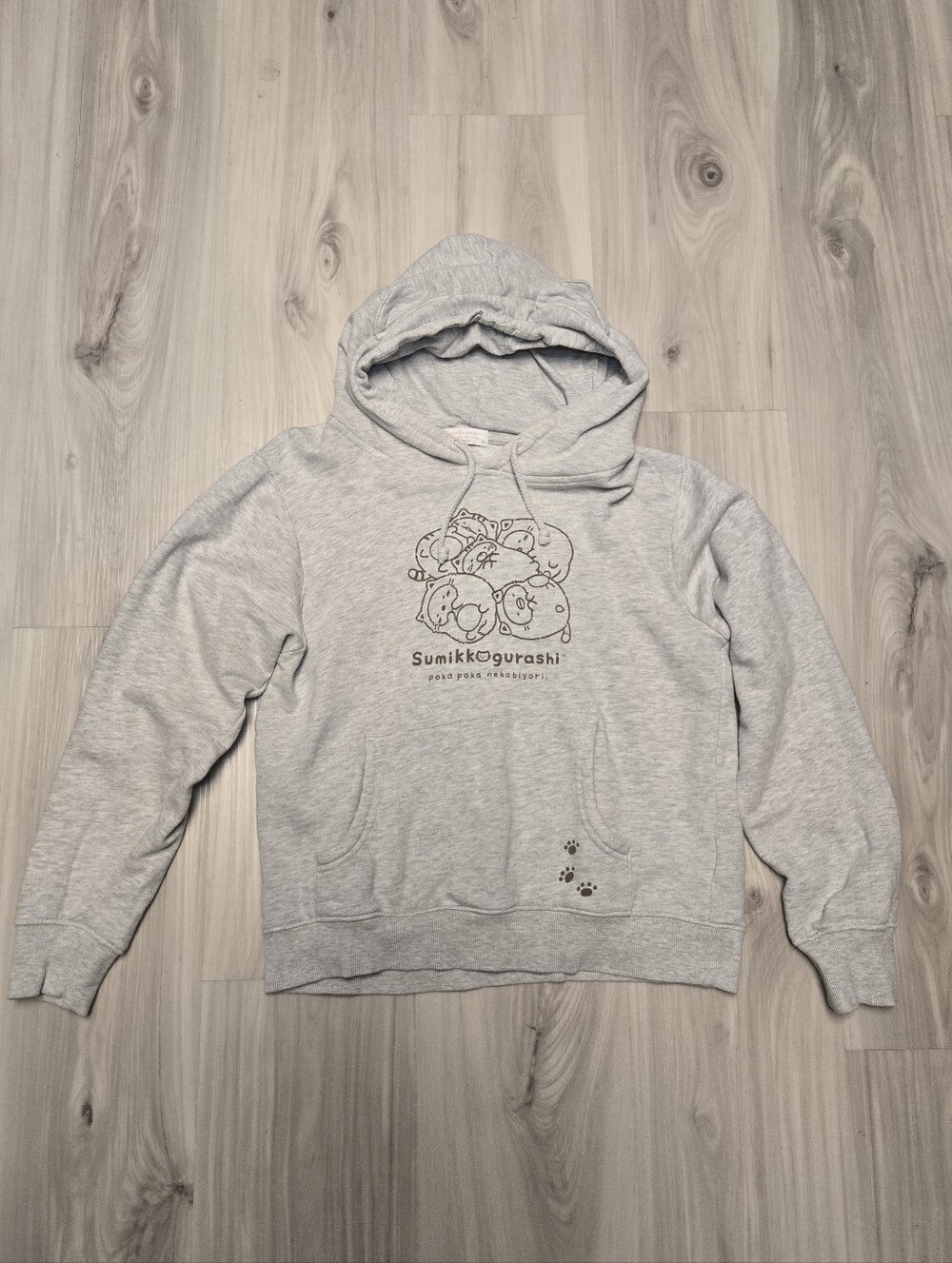 San-X Sumikkogurashi Poka Poka Nekobiyori Cat Ear Grey Hoodie Sweatshirt Size S
